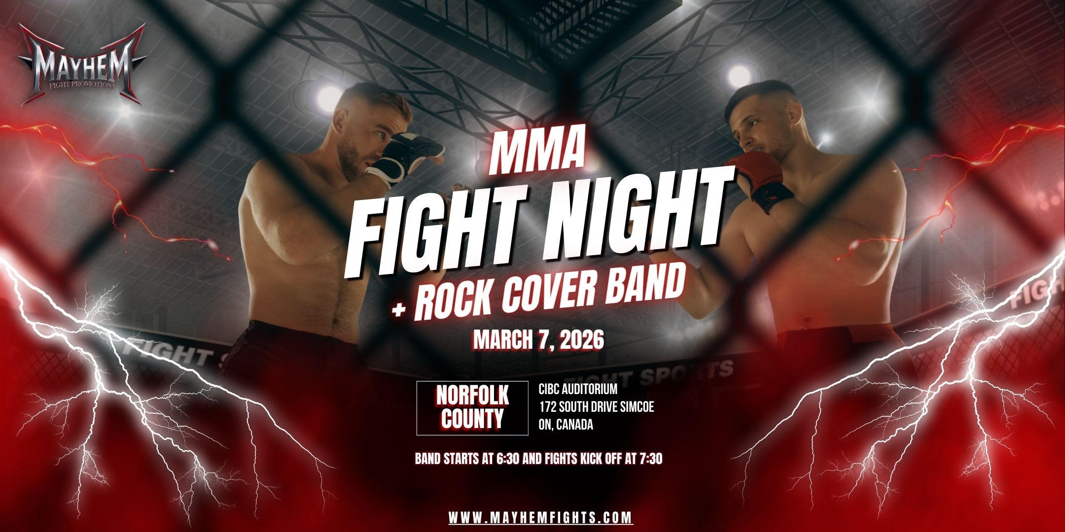 MMA Fight Night + Rock Cover Band Orangeville - 2 Events + DJ Until 1 AM!